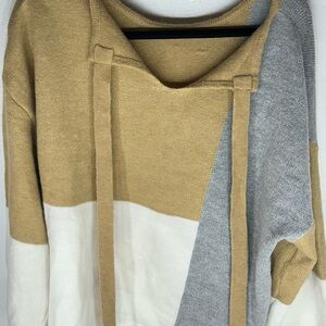 Colorblock Sweater with Tie Detail
